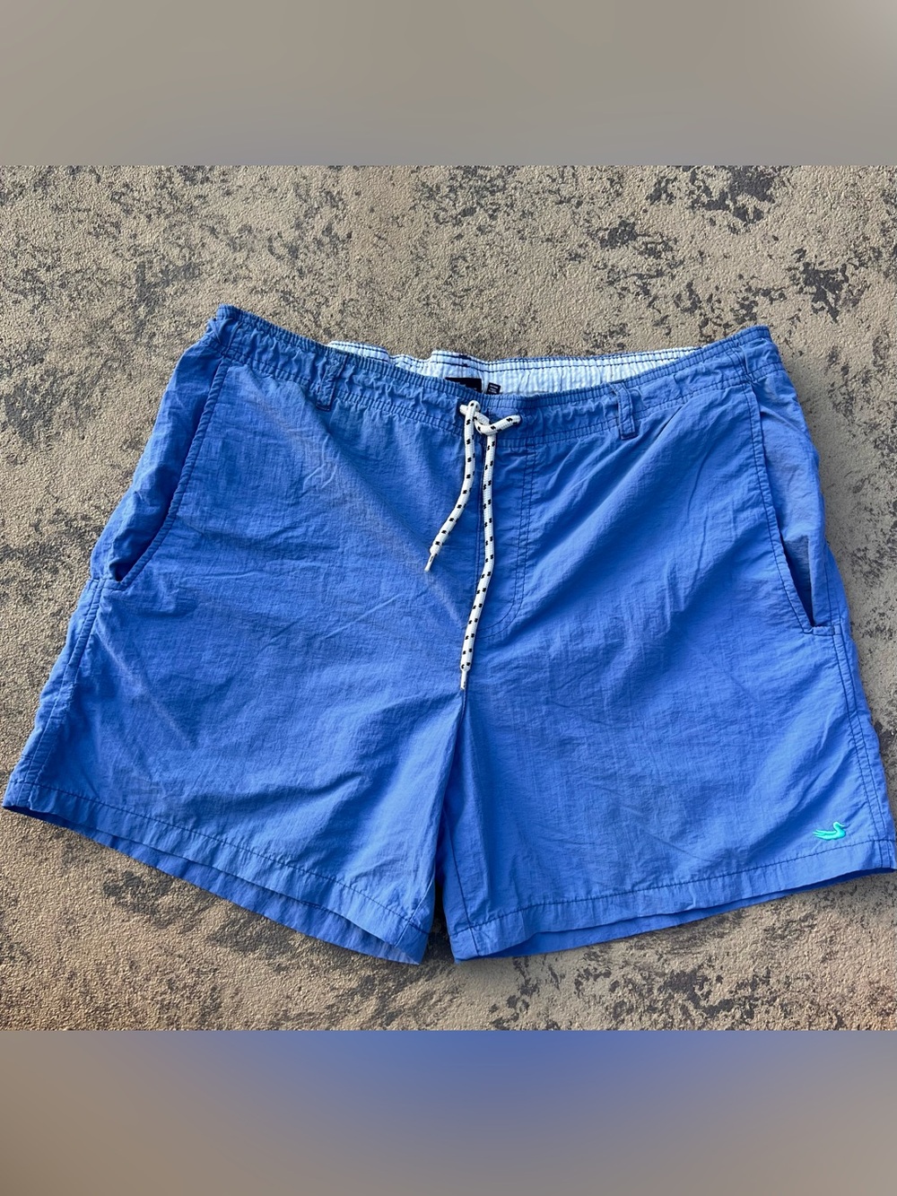 Southern Marsh Blue Drawstring Swim Trunks
Size Large